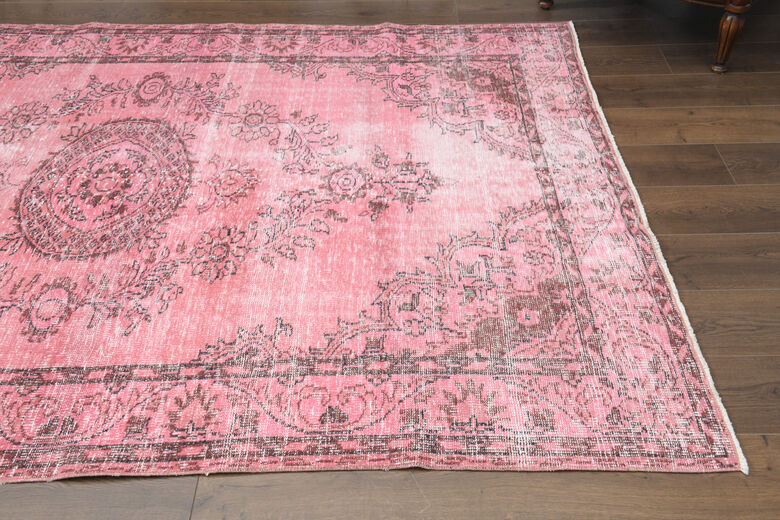 Unique Turkish Vintage Anatolian Pink Rug