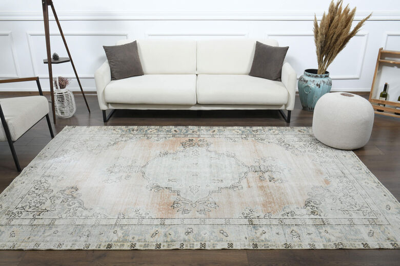 Faded Orange Area Anatolian Rug