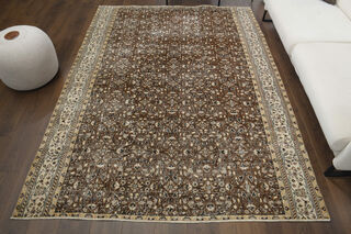 Antique Brown Beige Rug - Thumbnail