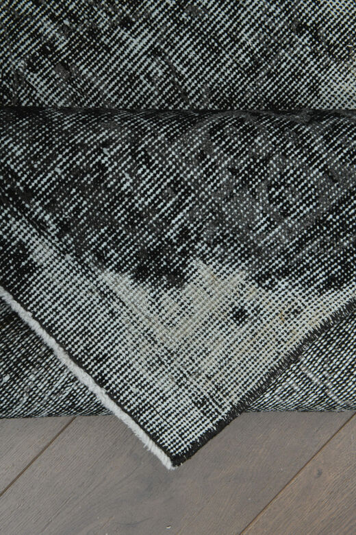 Distressed Black Gray Anatolian Rug