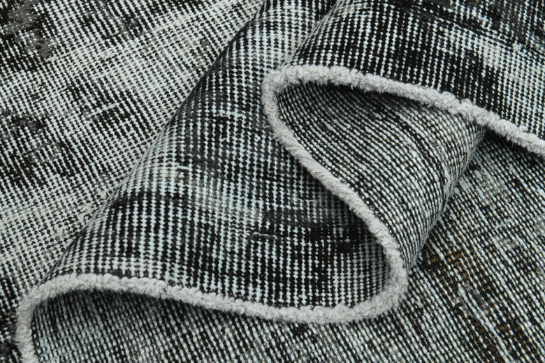 Distressed Black Gray Anatolian Rug