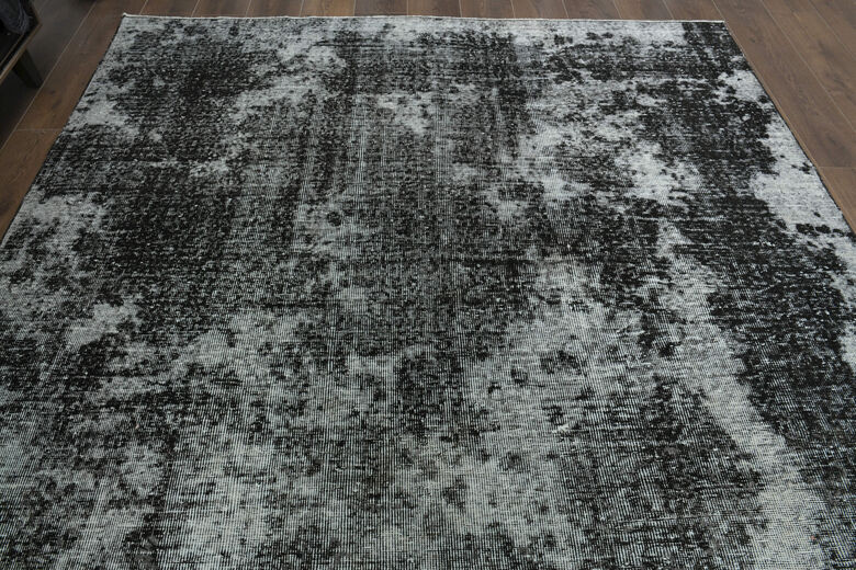 Distressed Black Gray Anatolian Rug
