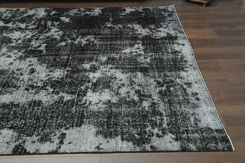 Distressed Black Gray Anatolian Rug