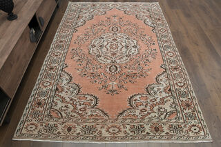 Handmade Orange Beige Rug - Thumbnail