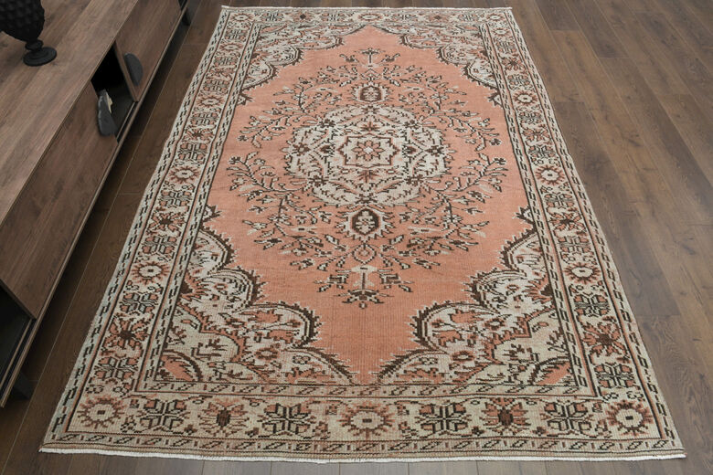 Handmade Orange Beige Rug