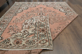 Handmade Orange Beige Rug - Thumbnail