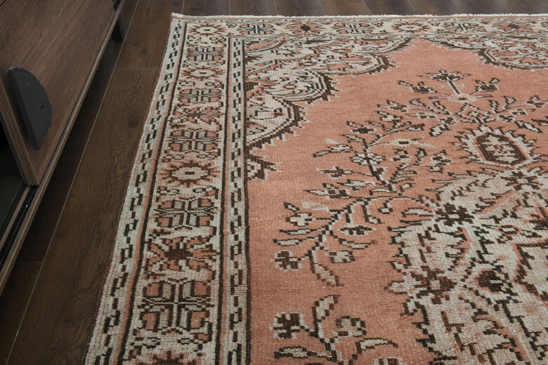 Handmade Orange Beige Rug