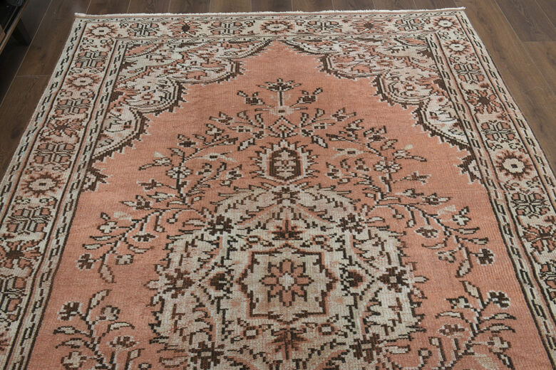 Handmade Orange Beige Rug