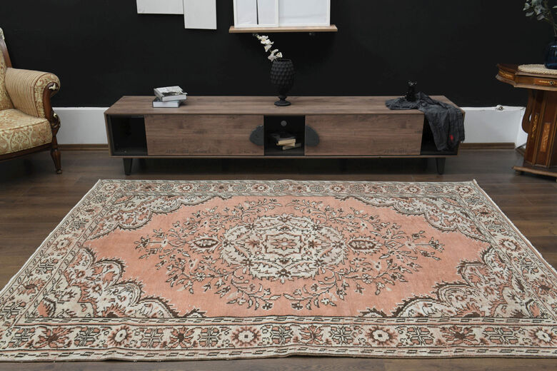 Handmade Orange Beige Rug