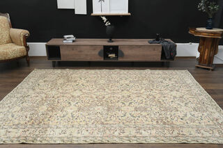 Floral Beige Brown Rug - Thumbnail