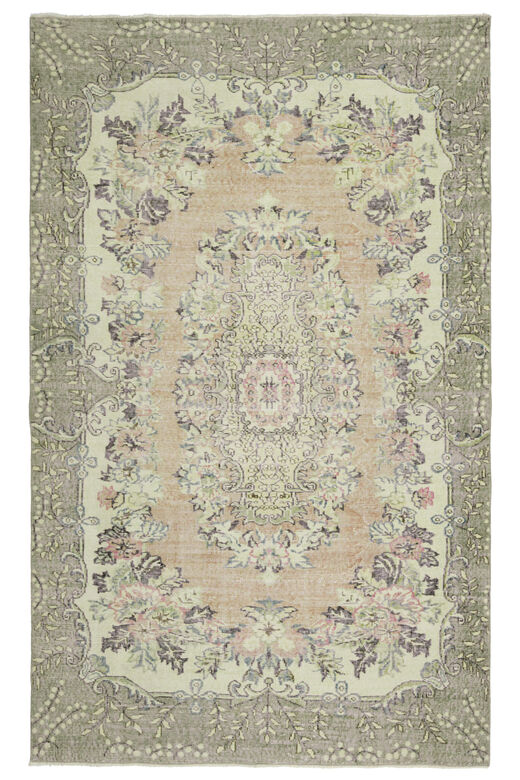 Handmade Orange Green Anatolian Rug