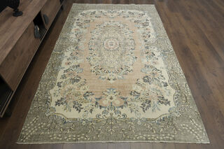 Handmade Orange Green Anatolian Rug - Thumbnail