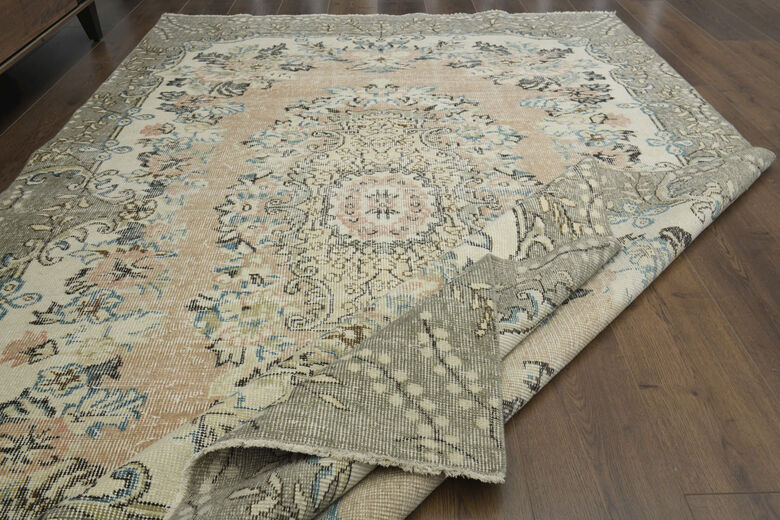 Handmade Orange Green Anatolian Rug