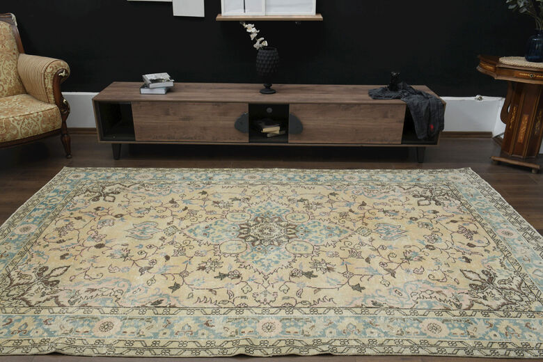 Green Blue Vintage Anatolian Rug