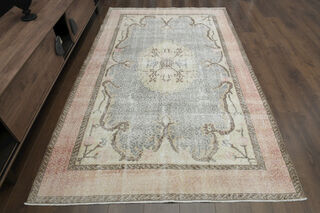 Faded Orange Beige Anatolian Rug - Thumbnail
