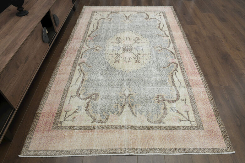 Faded Orange Beige Anatolian Rug