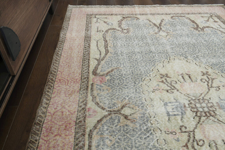 Faded Orange Beige Anatolian Rug