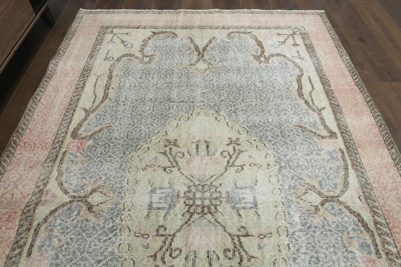 Faded Orange Beige Anatolian Rug