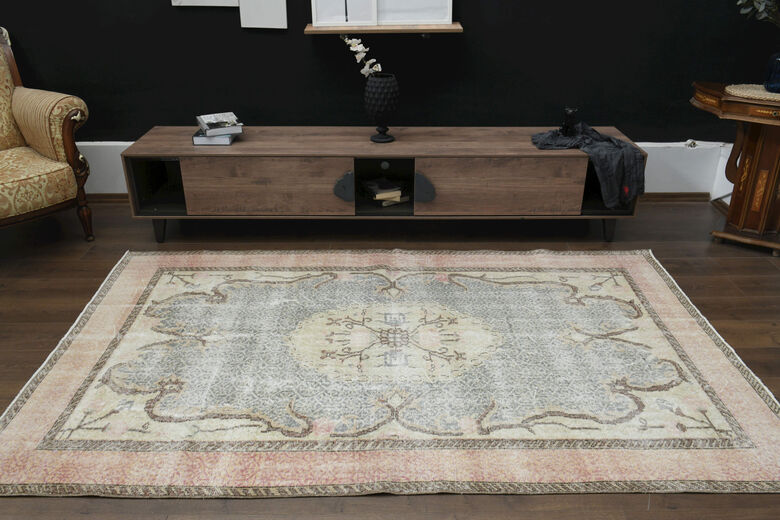 Faded Orange Beige Anatolian Rug
