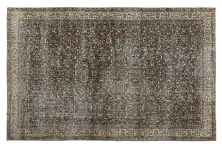 Handmade Brown Beige Floral Hereke Rug - Thumbnail