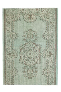 Handmade Green Brown Rug - Thumbnail