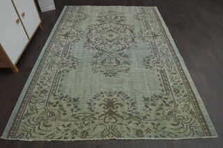 Handmade Green Brown Rug - Thumbnail