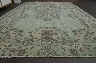 Handmade Green Brown Rug - Thumbnail