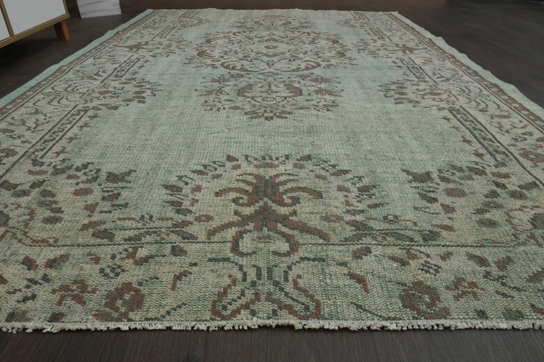 Handmade Green Brown Rug