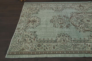 Handmade Green Brown Rug - Thumbnail