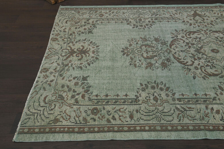 Handmade Green Brown Rug