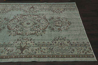 Handmade Green Brown Rug - Thumbnail