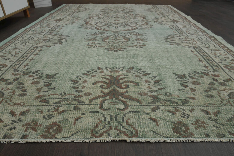 Handmade Green Brown Anatolian Rug