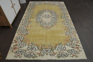 Yellow Beige Vintage Rug - Thumbnail