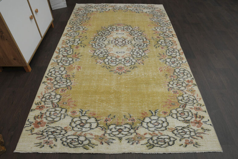 Yellow Beige Vintage Rug