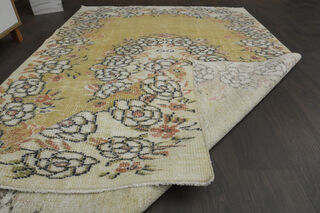 Yellow Beige Vintage Rug - Thumbnail