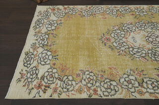 Yellow Beige Vintage Rug - Thumbnail