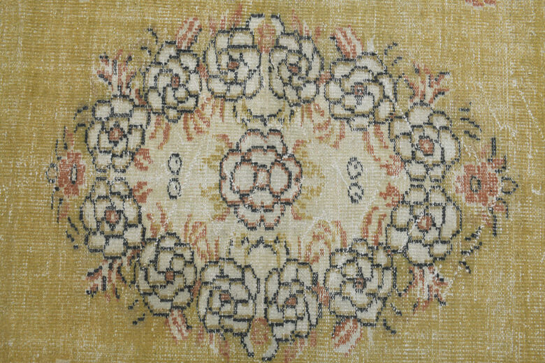 Yellow Beige Vintage Anatolian Rug
