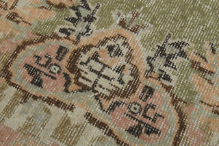 Handmade Green Brown Floral Rug - Thumbnail