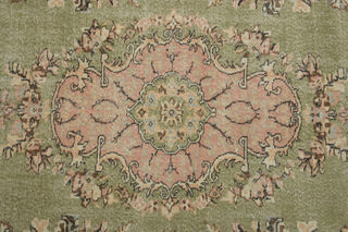 Handmade Green Brown Floral Rug - Thumbnail