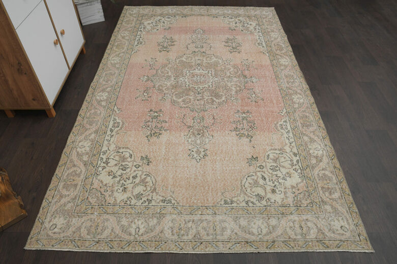 Vintage Orange Beige Anatolian Rug
