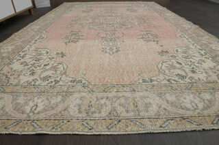 Vintage Orange Beige Anatolian Rug - Thumbnail