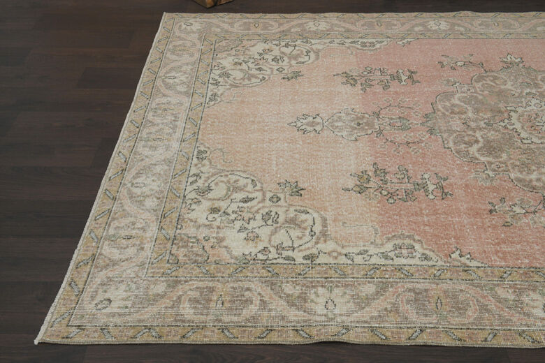 Vintage Orange Beige Anatolian Rug