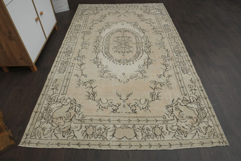 Vintage Beige Area Anatolian Rug