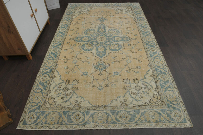 Handmade Orange Blue Anatolian Rug