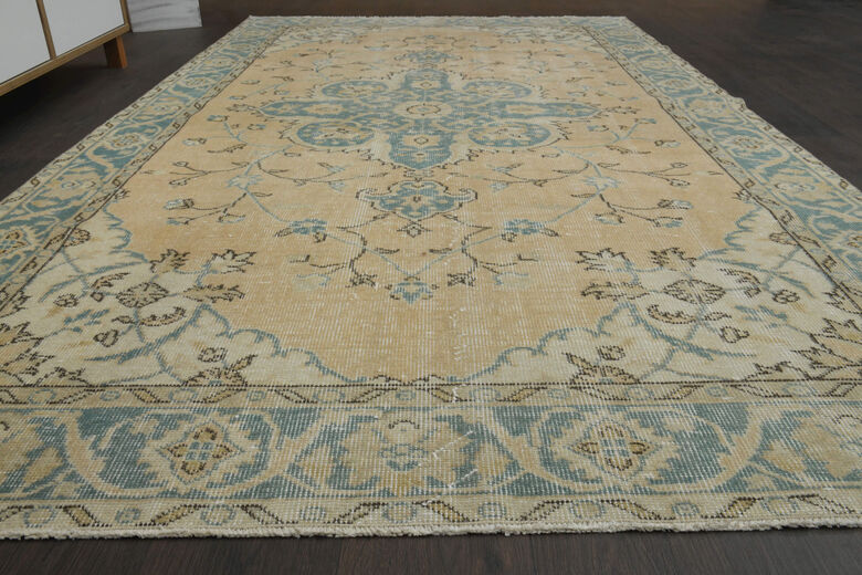 Handmade Orange Blue Anatolian Rug
