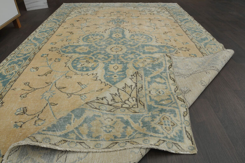 Handmade Orange Blue Anatolian Rug
