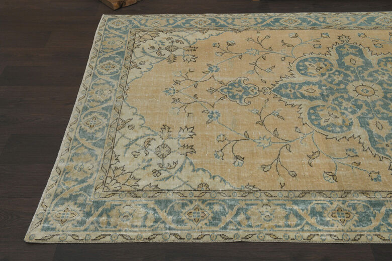 Handmade Orange Blue Anatolian Rug