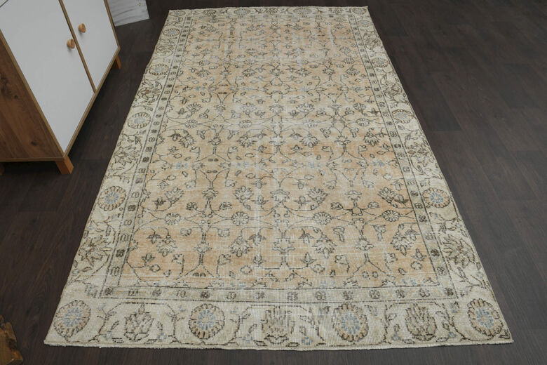 Orange Beige Distressed Rug