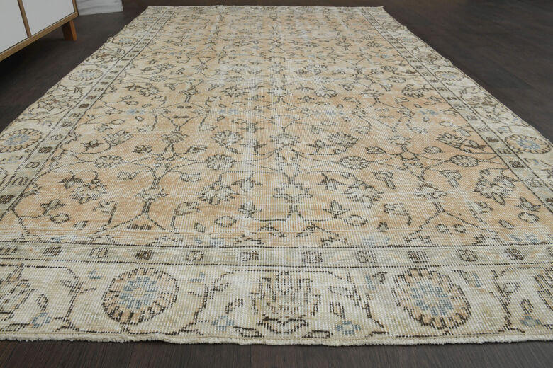 Orange Beige Distressed Rug