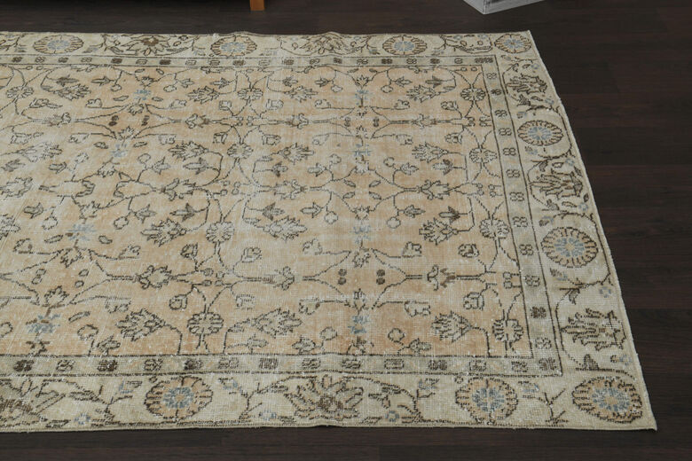 Orange Beige Distressed Rug